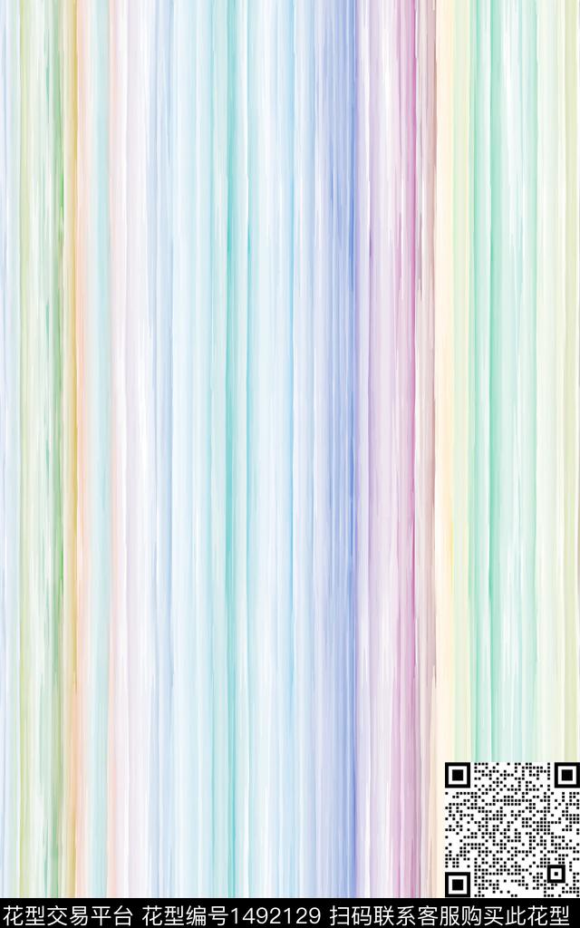 水彩线条连衣裙数码印花华亿平台下载（图片编号: 1492129） - 瓦栏（Walan）