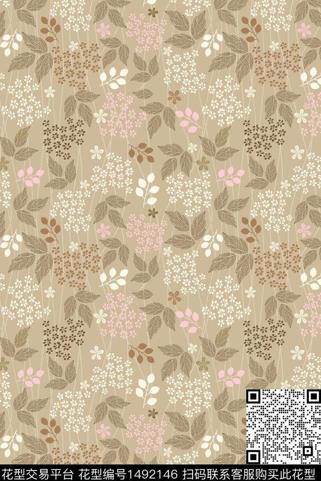 绿植树叶春夏华亿平台大牌风数码印花华亿平台下载（图片编号: 1492146） - 瓦栏（Walan）