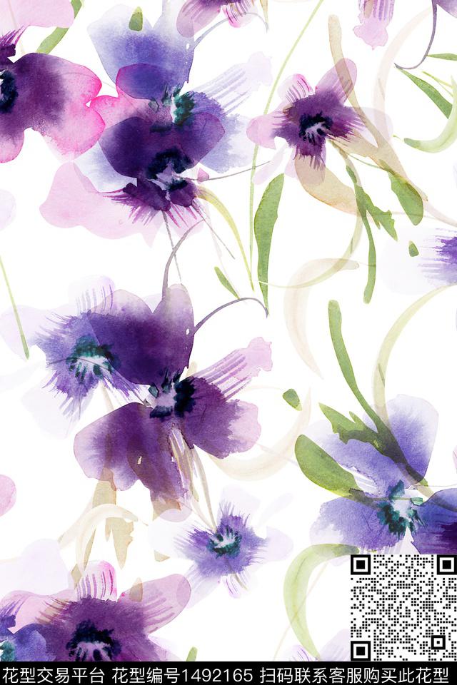 清爽底花卉花卉大牌风数码印花华亿平台下载（图片编号: 1492165） - 瓦栏（Walan）