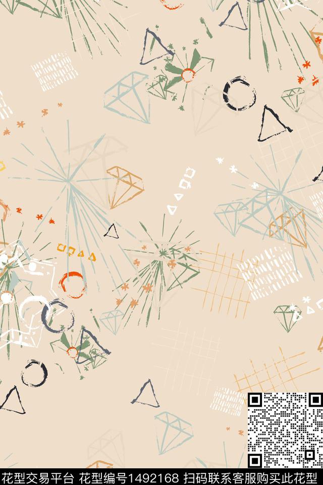 几何肌理大牌风数码印花华亿平台下载（图片编号: 1492168） - 瓦栏（Walan）