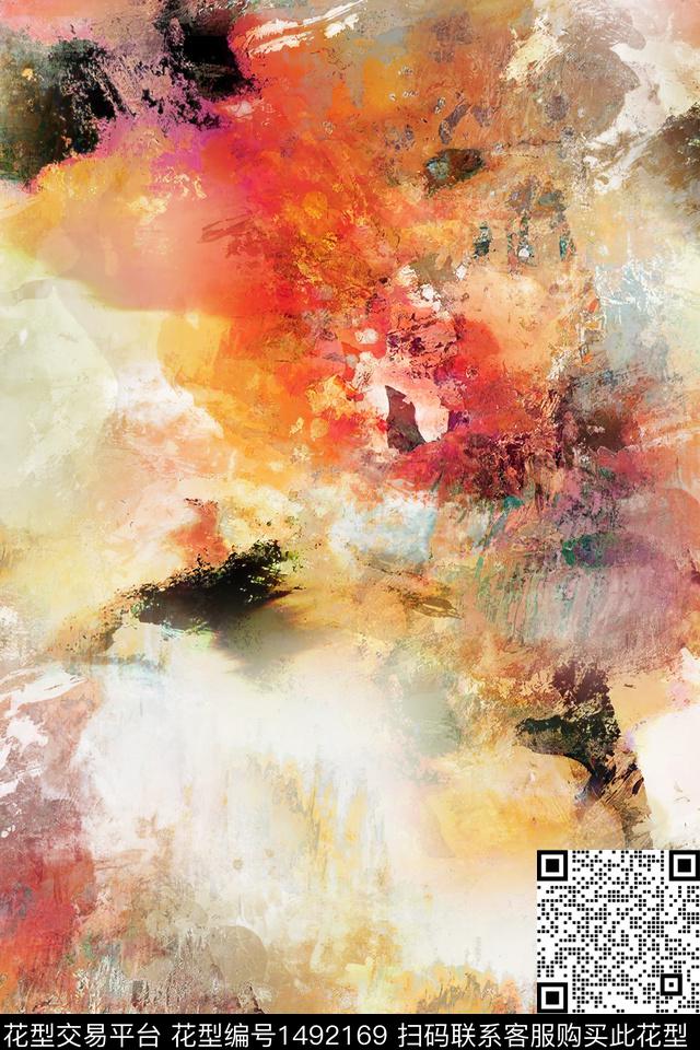 肌理大牌风抽象数码印花华亿平台下载（图片编号: 1492169） - 瓦栏（Walan）