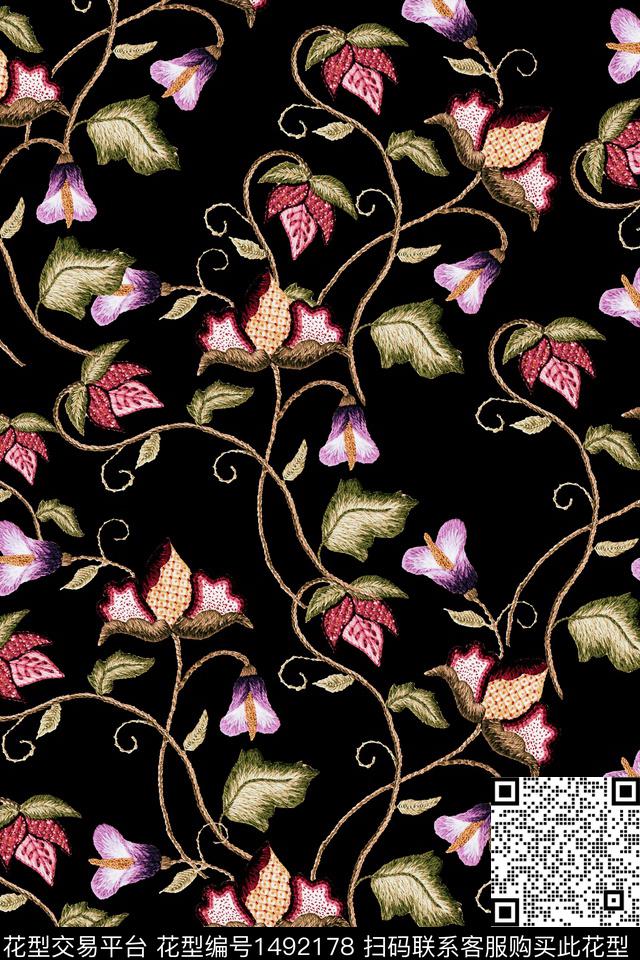 花卉真丝小碎花数码印花华亿平台下载（图片编号: 1492178） - 瓦栏（Walan）