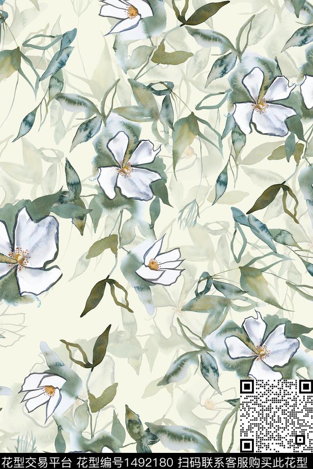 花卉小清新真丝数码印花华亿平台下载（图片编号: 1492180） - 瓦栏（Walan）