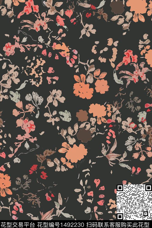 花卉春夏华亿平台大牌风数码印花华亿平台下载（图片编号: 1492230） - 瓦栏（Walan）