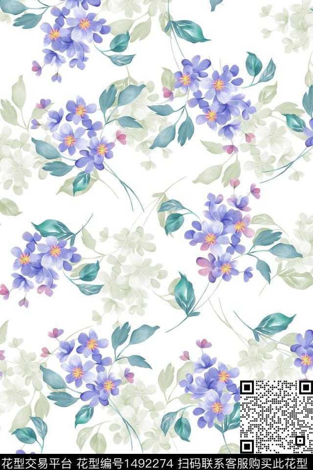 花卉大牌风小清新数码印花华亿平台下载（图片编号: 1492274） - 瓦栏（Walan）