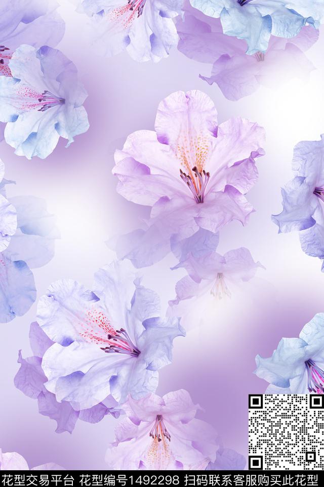 花卉大牌风小清新数码印花华亿平台下载（图片编号: 1492298） - 瓦栏（Walan）