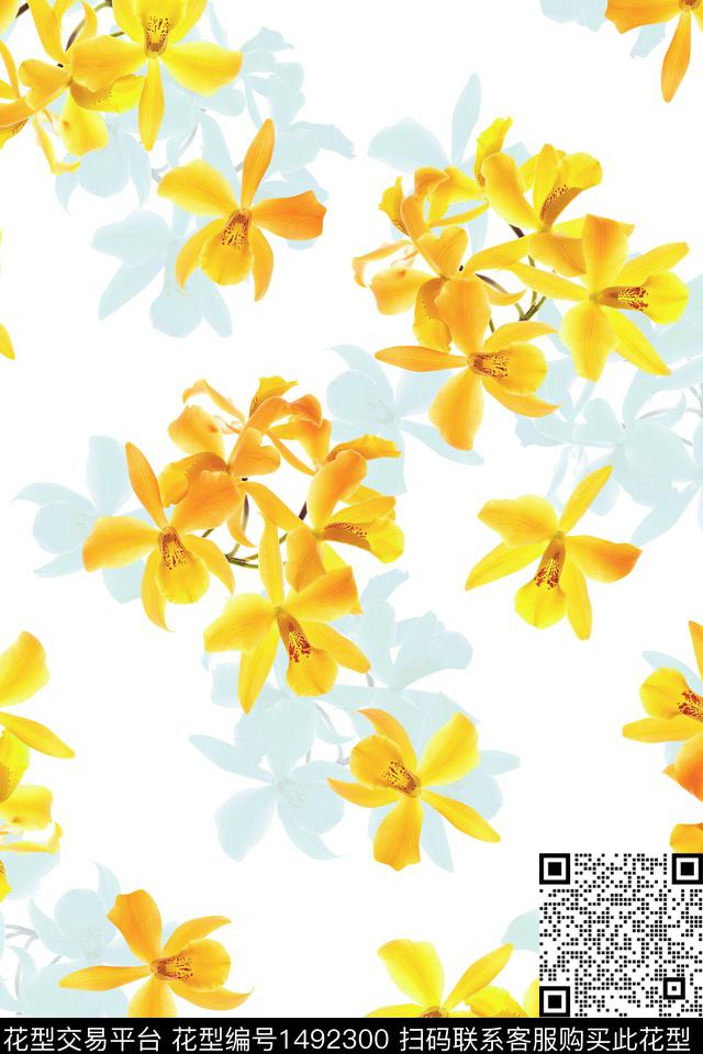 清爽底花卉花卉大牌风数码印花华亿平台下载（图片编号: 1492300） - 瓦栏（Walan）