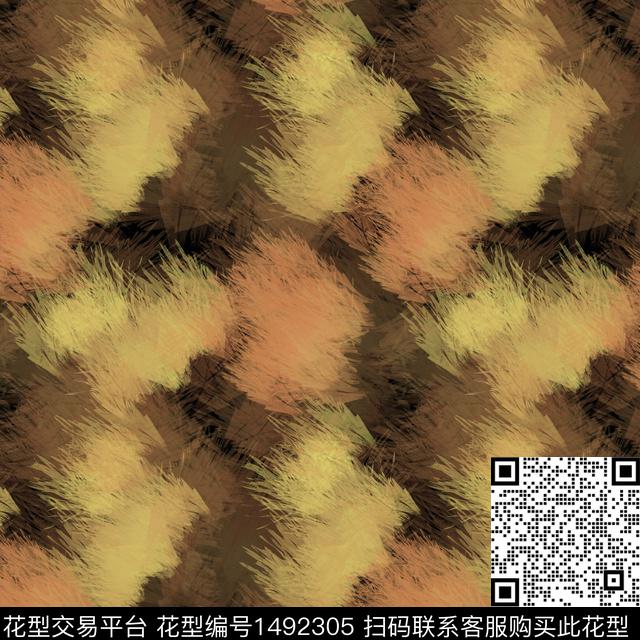 肌理抽象男装手绘数码印花华亿平台下载（图片编号: 1492305） - 瓦栏（Walan）