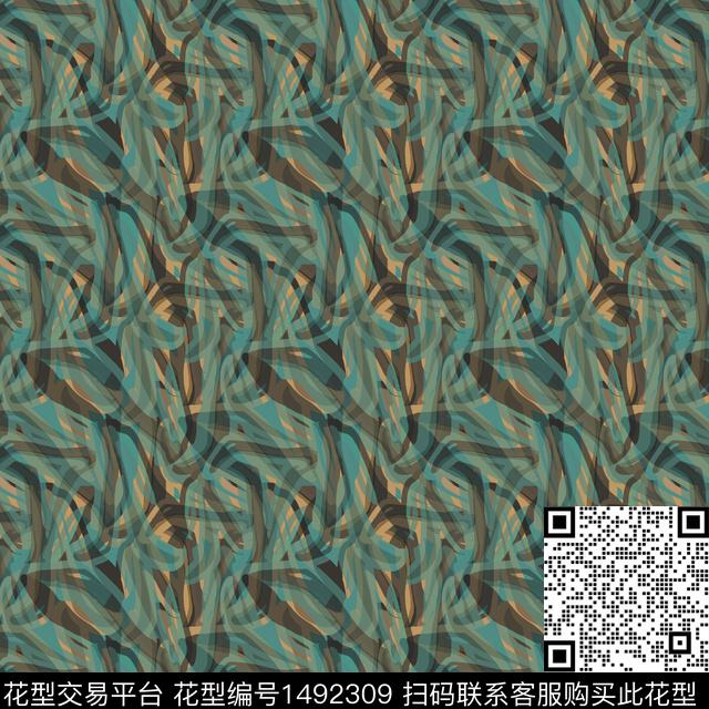 肌理抽象男装手绘数码印花华亿平台下载（图片编号: 1492309） - 瓦栏（Walan）