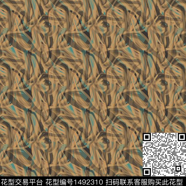 肌理抽象男装手绘数码印花华亿平台下载（图片编号: 1492310） - 瓦栏（Walan）