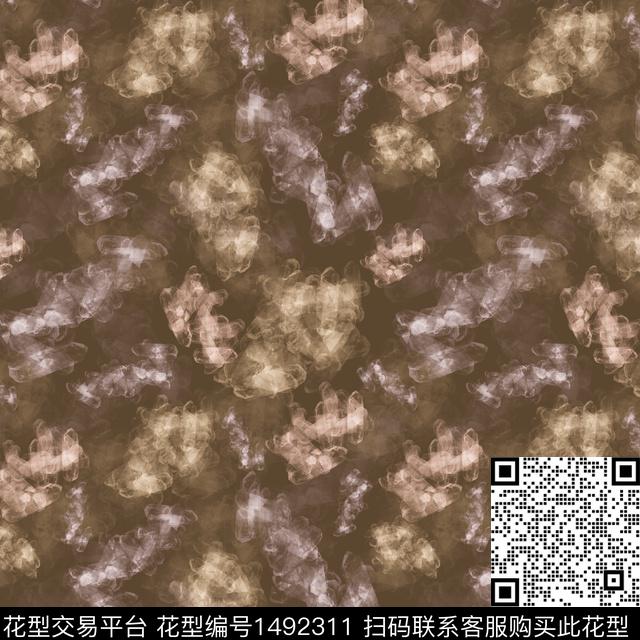 肌理抽象男装手绘数码印花华亿平台下载（图片编号: 1492311） - 瓦栏（Walan）