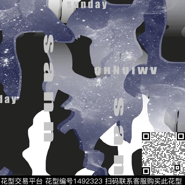 几何迷彩抽象男装数码印花华亿平台下载（图片编号: 1492323） - 瓦栏（Walan）