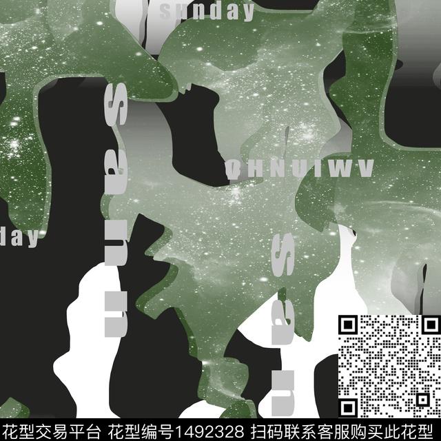 抽象男装几何字母数码印花华亿平台下载（图片编号: 1492328） - 瓦栏（Walan）