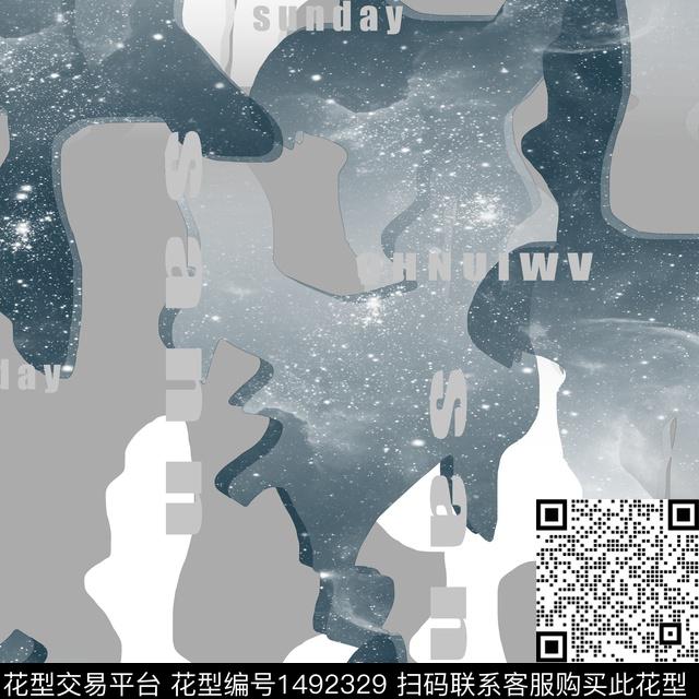 几何迷彩抽象男装数码印花华亿平台下载（图片编号: 1492329） - 瓦栏（Walan）