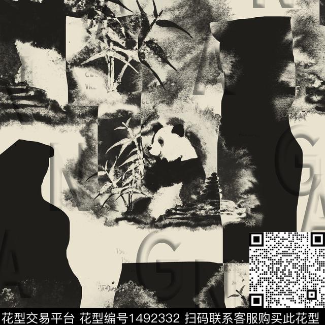 几何字母抽象男装传统印花华亿平台下载（图片编号: 1492332） - 瓦栏（Walan）