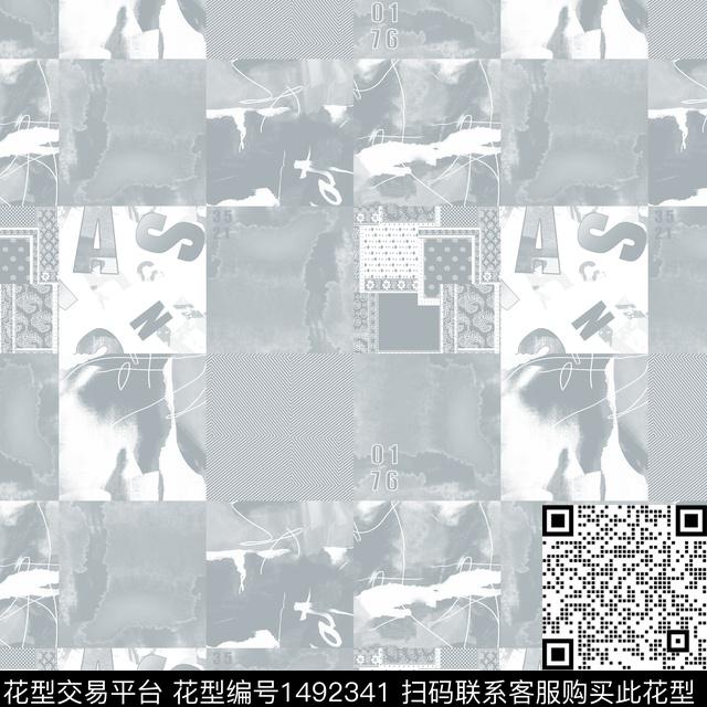 几何字母抽象男装传统印花华亿平台下载（图片编号: 1492341） - 瓦栏（Walan）