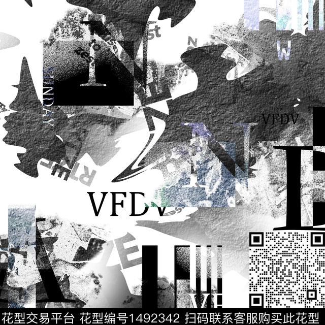 几何字母扎染华亿平台数码印花华亿平台下载（图片编号: 1492342） - 瓦栏（Walan）