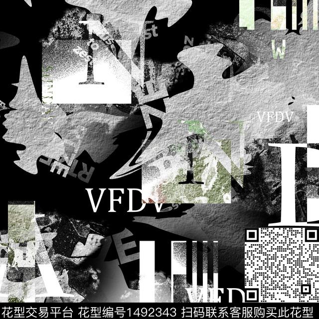 几何字母扎染华亿平台数码印花华亿平台下载（图片编号: 1492343） - 瓦栏（Walan）