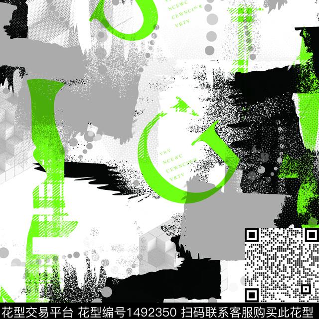 几何字母抽象男装传统印花华亿平台下载（图片编号: 1492350） - 瓦栏（Walan）