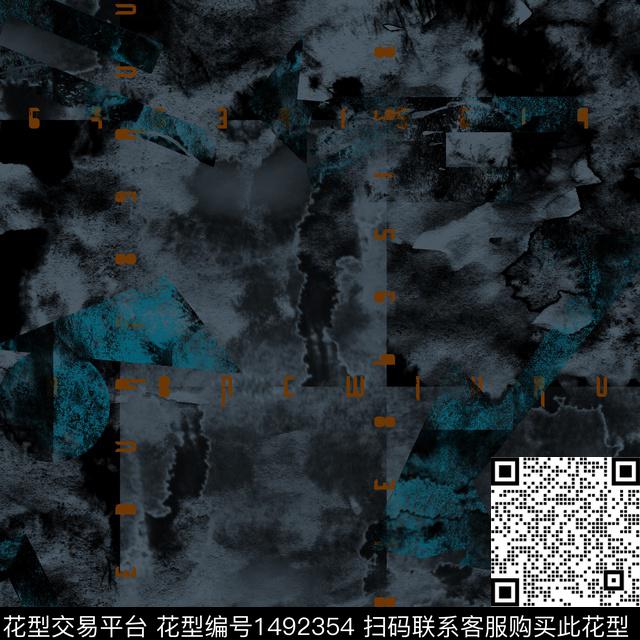 几何抽象男装大牌风数码印花华亿平台下载（图片编号: 1492354） - 瓦栏（Walan）