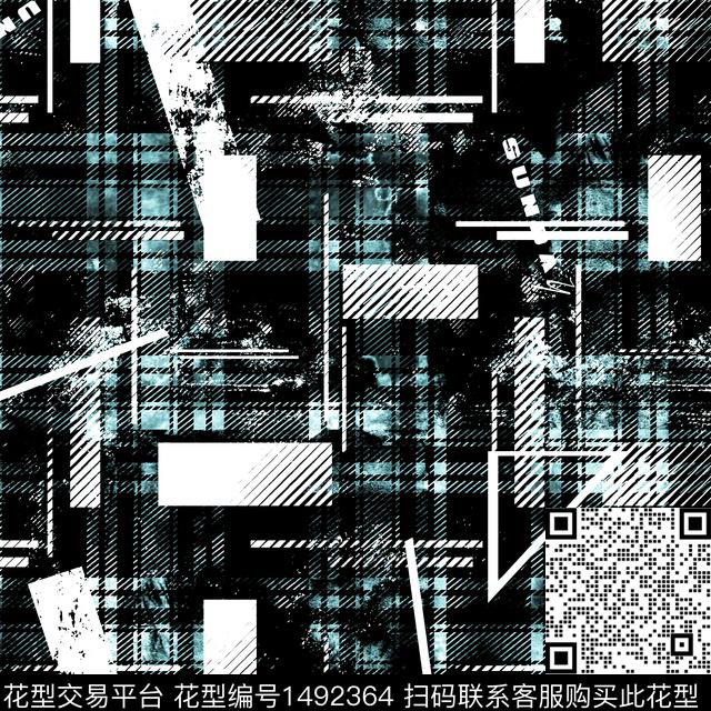 几何格子抽象男装数码印花华亿平台下载（图片编号: 1492364） - 瓦栏（Walan）