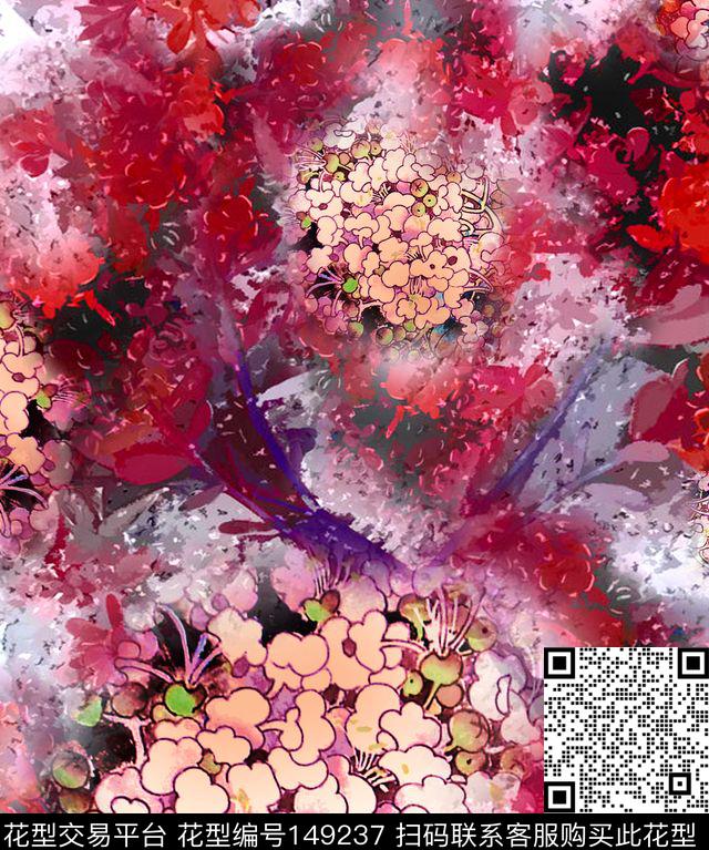 花卉肌理数码印花华亿平台下载（图片编号: 149237） - 瓦栏（Walan）