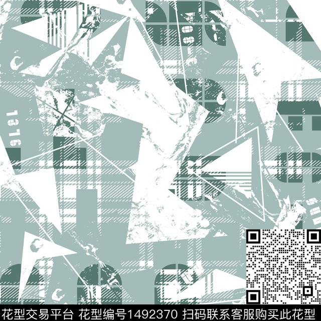 几何迷彩抽象男装数码印花华亿平台下载（图片编号: 1492370） - 瓦栏（Walan）