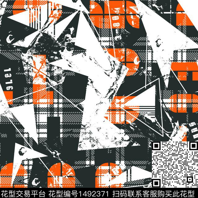 几何迷彩抽象男装数码印花华亿平台下载（图片编号: 1492371） - 瓦栏（Walan）