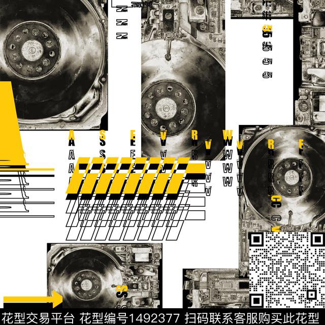 几何字母抽象男装数码印花华亿平台下载（图片编号: 1492377） - 瓦栏（Walan）