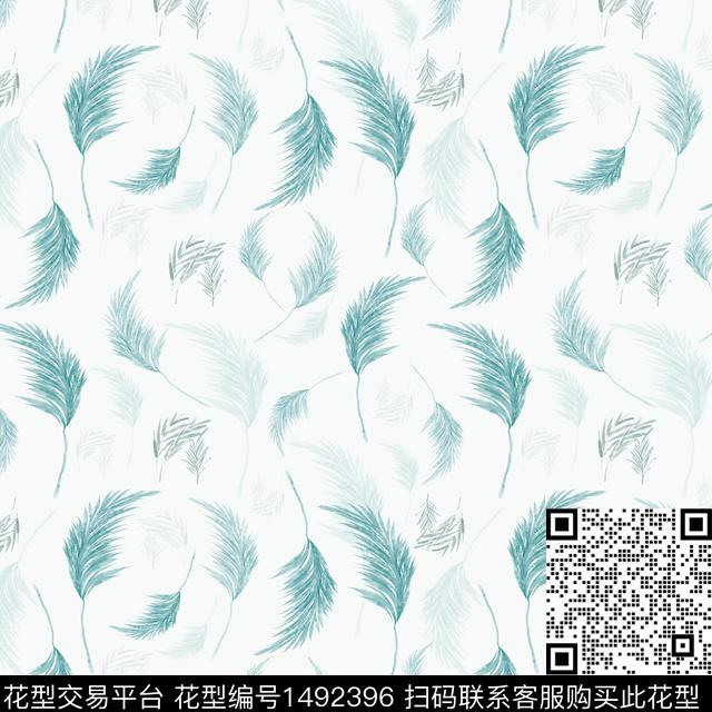 羽毛手绘趣味传统印花华亿平台下载（图片编号: 1492396） - 瓦栏（Walan）