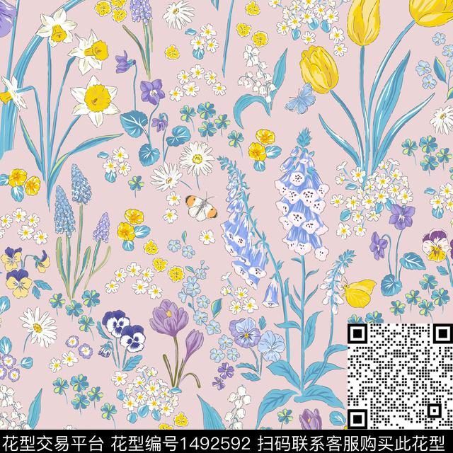 水彩绿植树叶抽象花卉数码印花华亿平台下载（图片编号: 1492592） - 瓦栏（Walan）