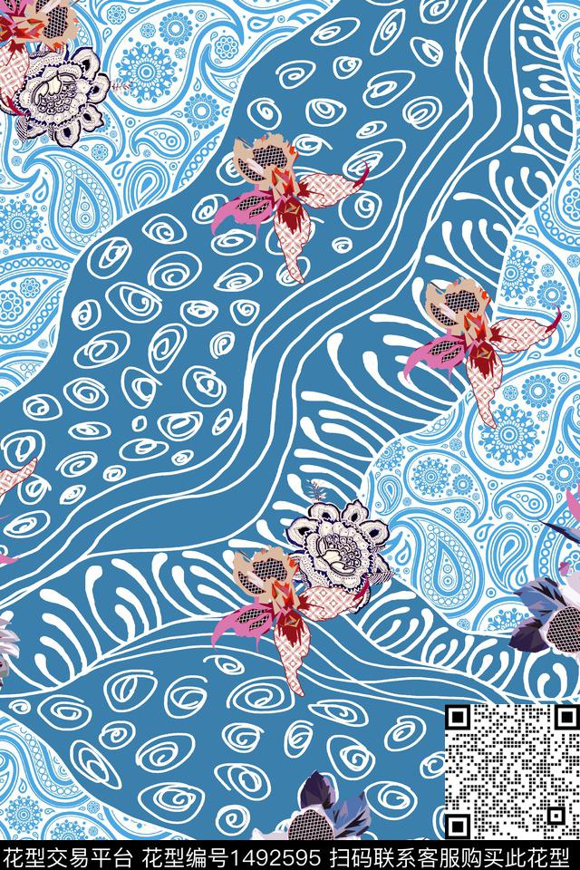 绿植树叶民族花卉传统纹样传统印花华亿平台下载（图片编号: 1492595） - 瓦栏（Walan）