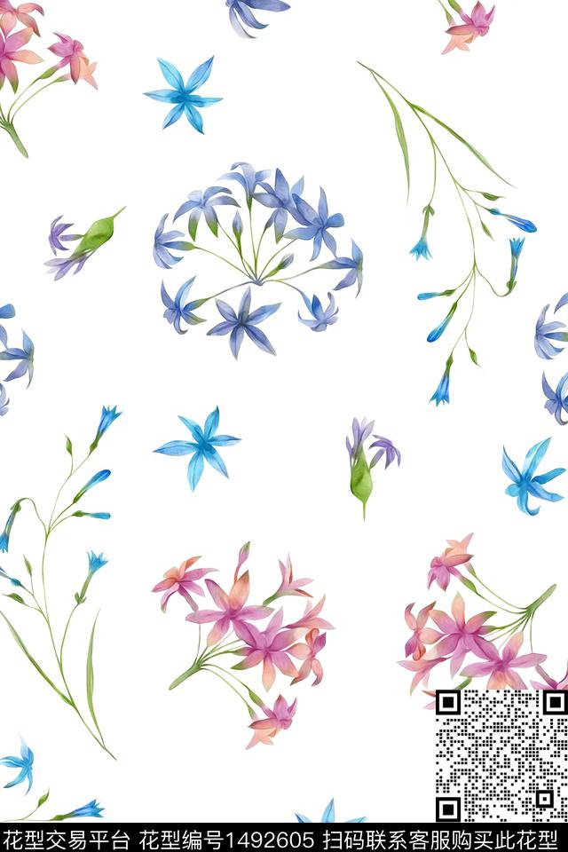 清爽底花卉花卉小清新数码印花华亿平台下载（图片编号: 1492605） - 瓦栏（Walan）