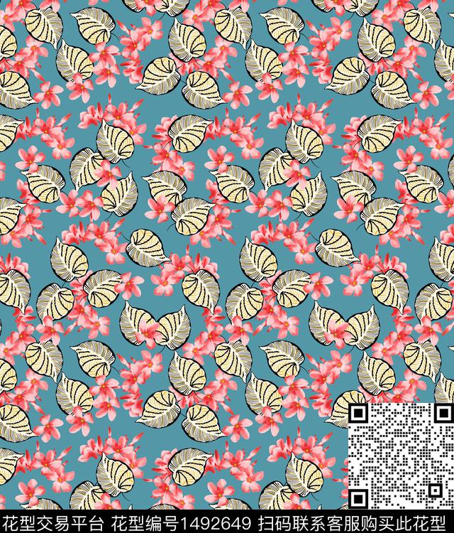 连衣裙女装花卉传统印花华亿平台下载（图片编号: 1492649） - 瓦栏（Walan）