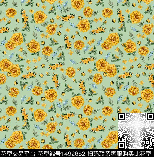 连衣裙女装花卉传统印花华亿平台下载（图片编号: 1492652） - 瓦栏（Walan）