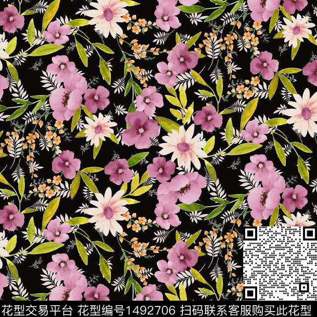 绿植树叶花卉小碎花数码印花华亿平台下载（图片编号: 1492706） - 瓦栏（Walan）