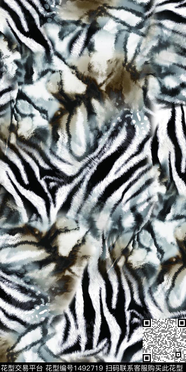 斑马纹动物纹大牌风数码印花华亿平台下载（图片编号: 1492719） - 瓦栏（Walan）