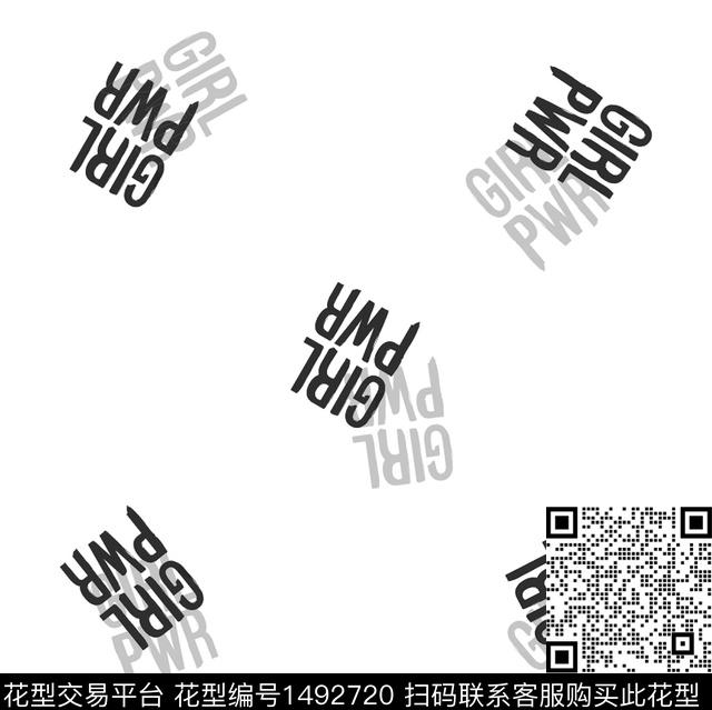 几何字母大牌风数码印花华亿平台下载（图片编号: 1492720） - 瓦栏（Walan）