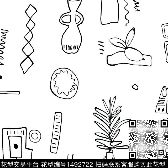 菱形几何大牌风数码印花华亿平台下载（图片编号: 1492722） - 瓦栏（Walan）