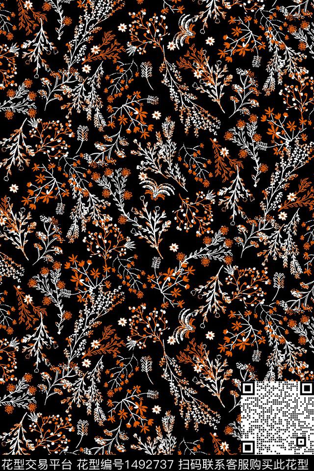 清爽底花卉花卉春夏华亿平台数码印花华亿平台下载（图片编号: 1492737） - 瓦栏（Walan）