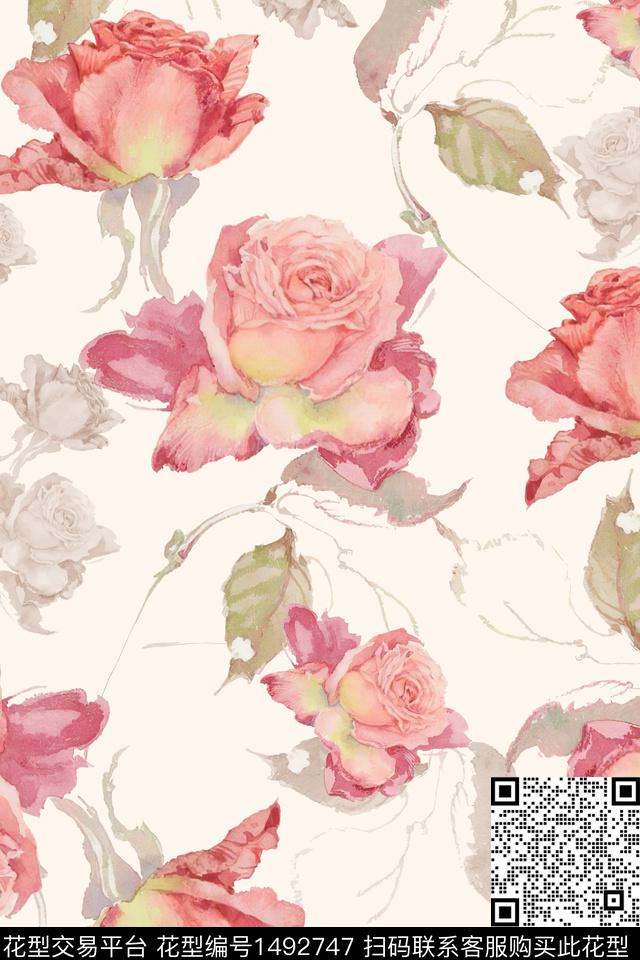 绿植树叶水彩雪纺数码印花华亿平台下载（图片编号: 1492747） - 瓦栏（Walan）