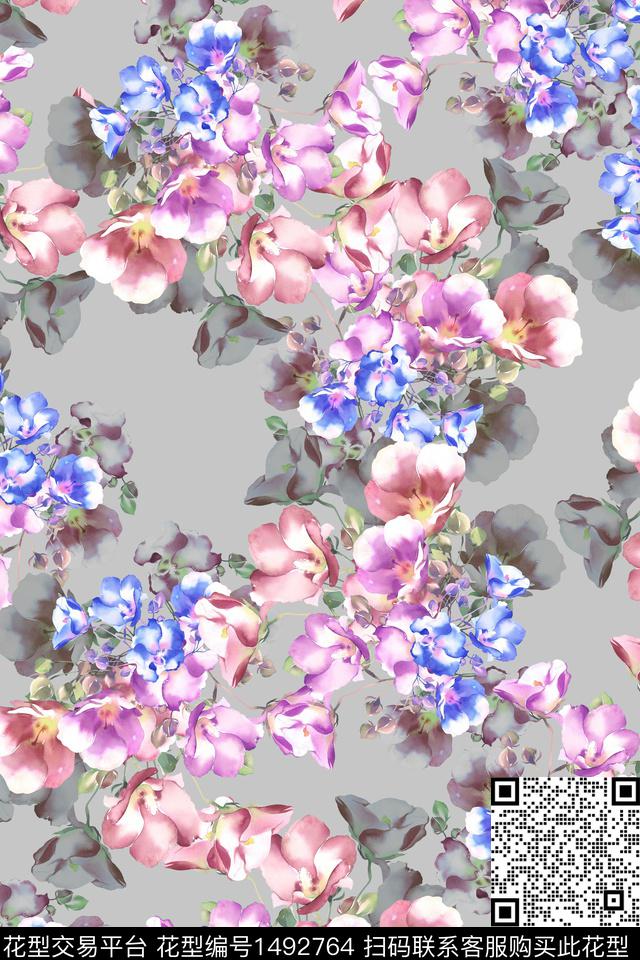 花卉大牌风小清新数码印花华亿平台下载（图片编号: 1492764） - 瓦栏（Walan）