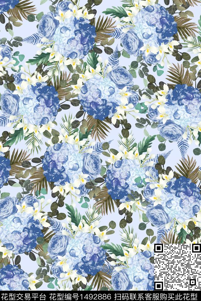 女装花卉大牌风数码印花华亿平台下载（图片编号: 1492886） - 瓦栏（Walan）