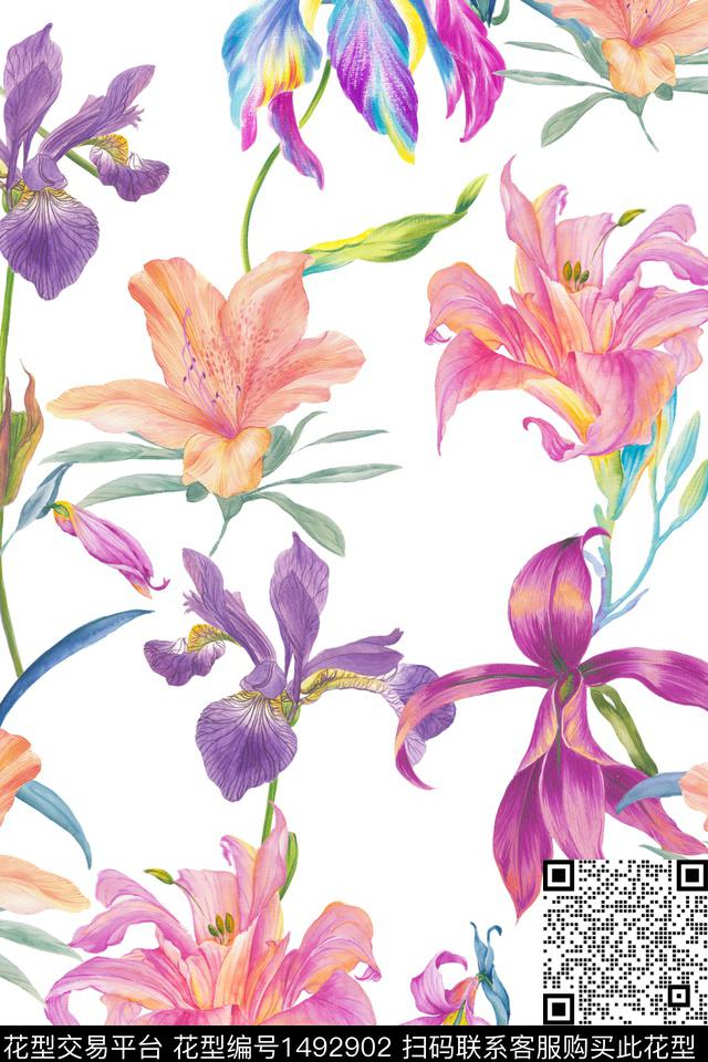 清爽底花卉花卉小清新数码印花华亿平台下载（图片编号: 1492902） - 瓦栏（Walan）