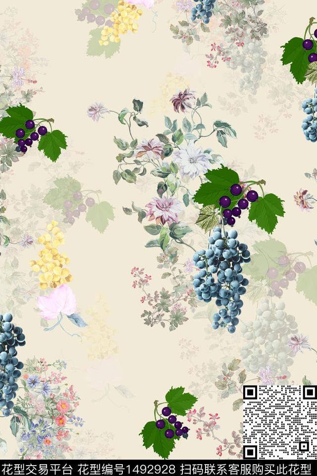 水果花卉小清新数码印花华亿平台下载（图片编号: 1492928） - 瓦栏（Walan）