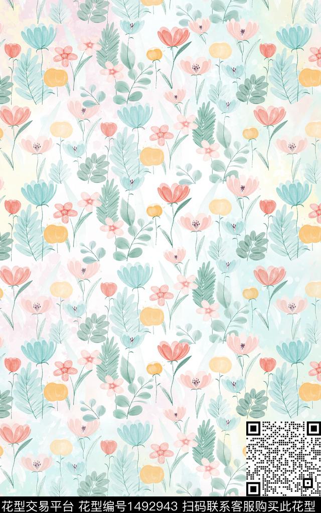 绿植树叶连衣裙时尚数码印花华亿平台下载（图片编号: 1492943） - 瓦栏（Walan）