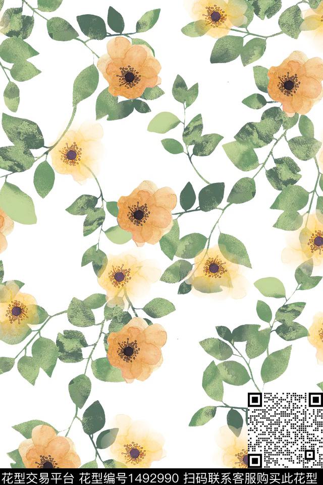 水彩雪纺大牌风数码印花华亿平台下载（图片编号: 1492990） - 瓦栏（Walan）