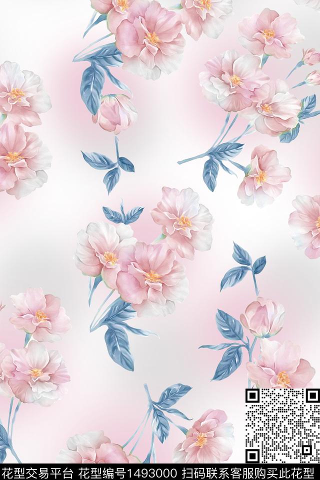 花卉小清新真丝数码印花华亿平台下载（图片编号: 1493000） - 瓦栏（Walan）