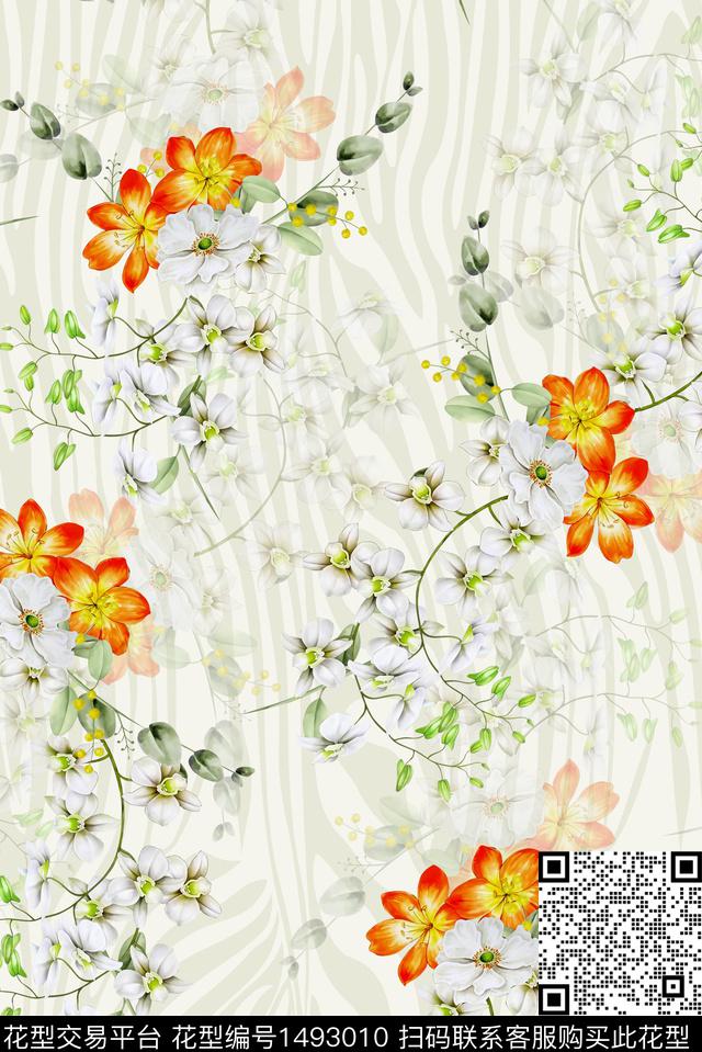 绿植树叶花卉大牌风数码印花华亿平台下载（图片编号: 1493010） - 瓦栏（Walan）