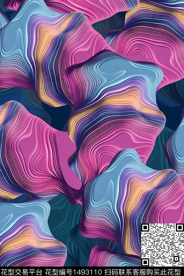 几何肌理扎染华亿平台数码印花华亿平台下载（图片编号: 1493110） - 瓦栏（Walan）